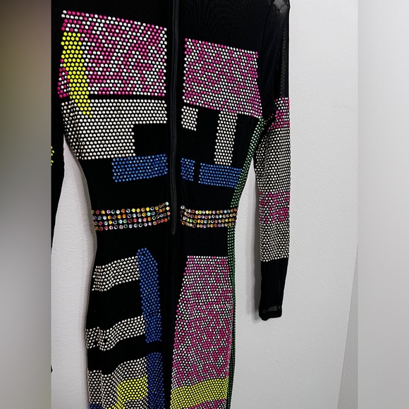 DOLLS KILL Mesh Embellished Jumpsuit Women’s Sz L - Picture 3 of 7